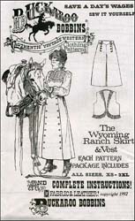 Pattern for Ladies Wyoming Ranch Skirt & Vest,
all sizes XS to 3XL,
complete instructions